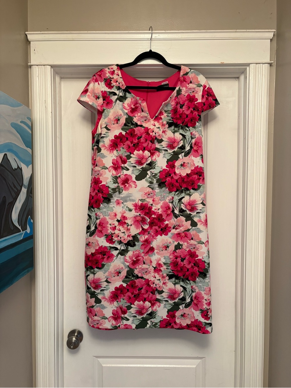 connected apparel Pink and Red Floral Shift Dress